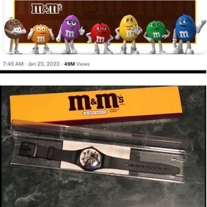 Vintage Spokescandies collectable Watch. Saxophone playing Blue M&M 1996